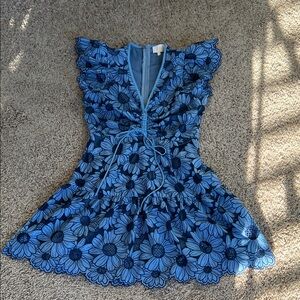 Floral Blue Ruffled Dress